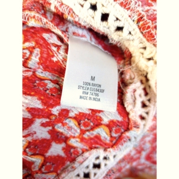 Blue Rain Women Sz M Red Peasant Top Blouse Boho Ruffle - Picture 7 of 7